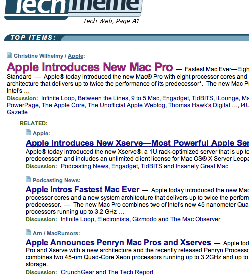 Apple on Techmeme